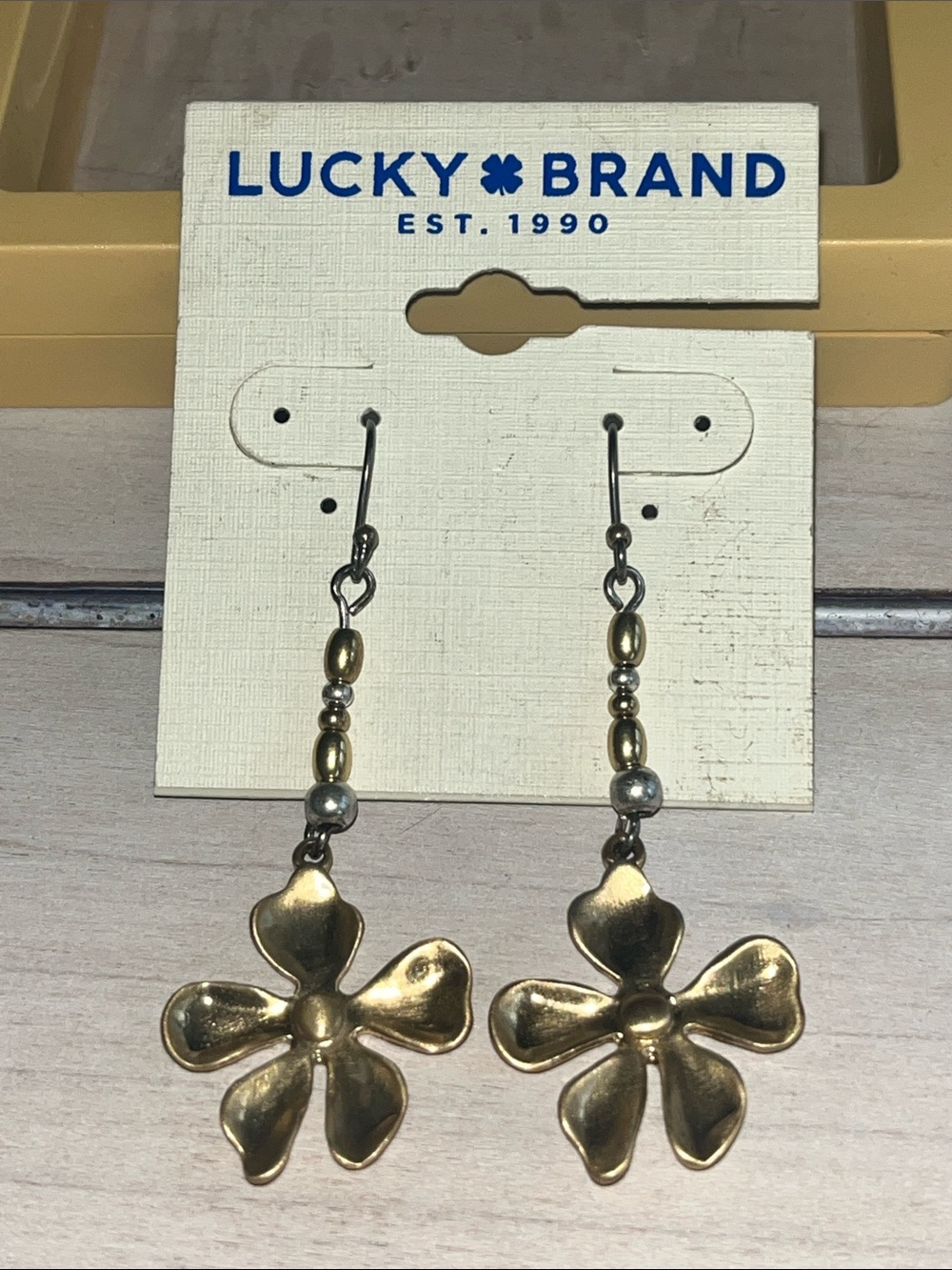 Lucky Brand Brass-Tone Floral Drop Earrings